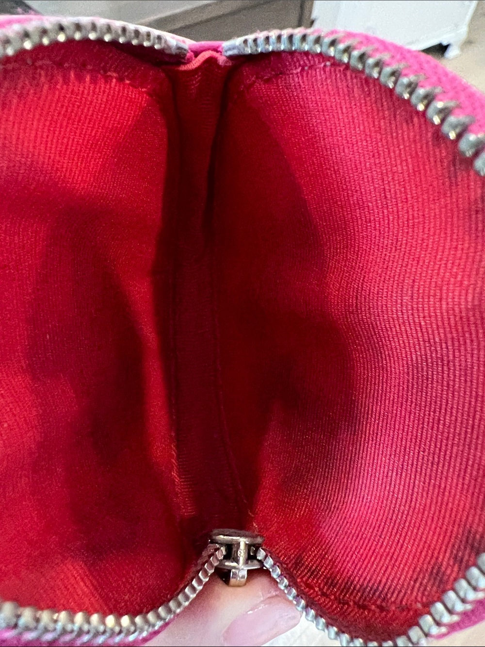 Coach Pink and Red Round Coin Keychain with Metal Clip and DKNY small pouch - Picture 4 of 7